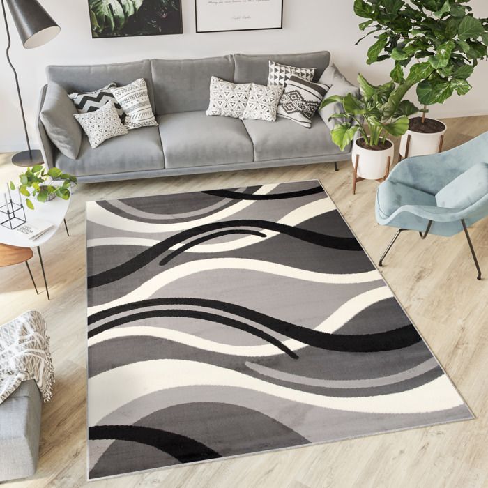 Tapiso Fire Tapis de Salon Chambre Design Moderne Blanc Gris Marocain Optique G/éom/étrique Treillis Fin 80 x 150 cm