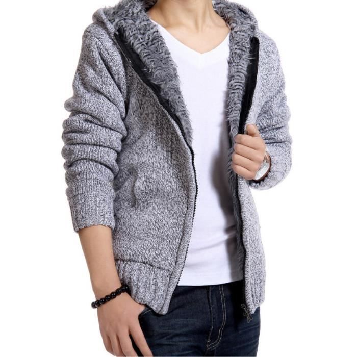 Sweat Homme  Pull D hiver  Homme  Cardigan  Men Blanc Blanc 