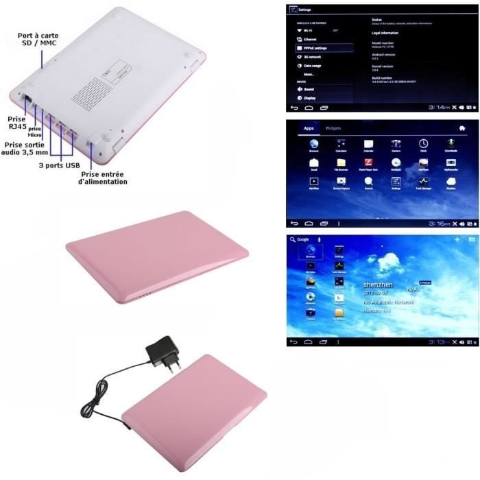 MEGA Pack- Mini ordinateur portable Netbook Rose1