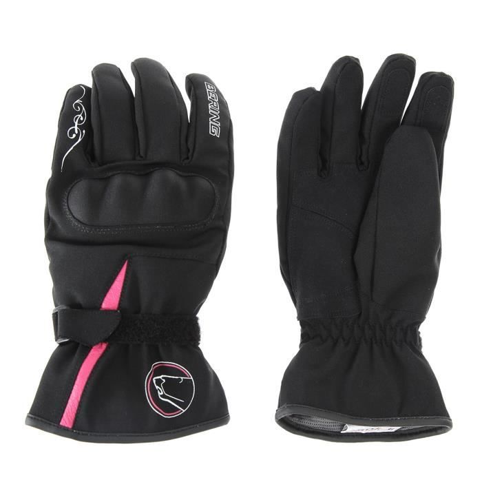 BERING Gants Moto Lady Victoria Noir et Fushia.Homologué EPI (loi du 20/11/2016)