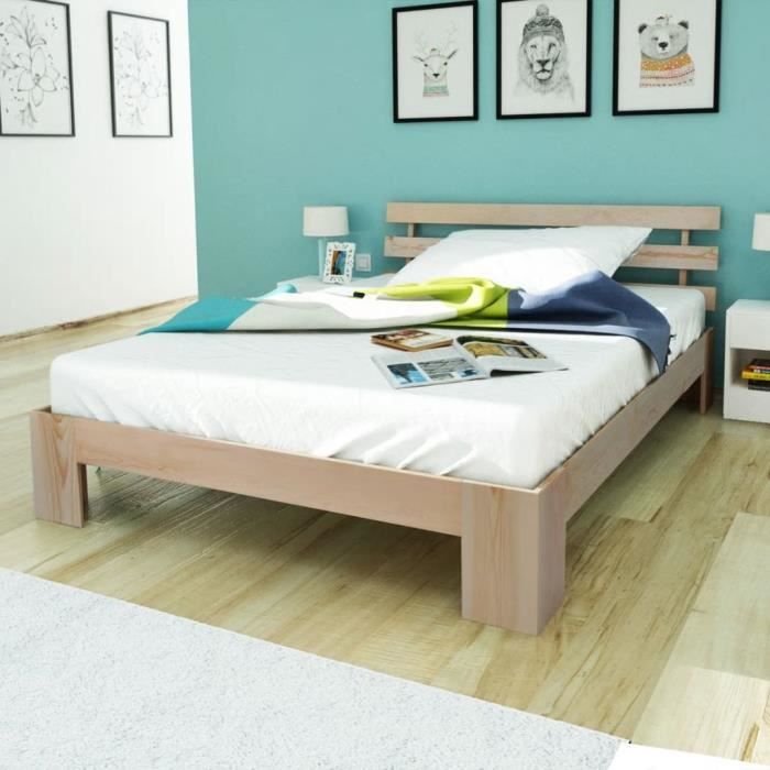 Lit Bois Massif 140x200 Achat Vente Pas Cher