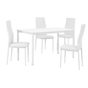 ® Table à manger 4 chaises Gris//Noir 140x60cm TABLE de CUISINE salle à manger table en. casa
