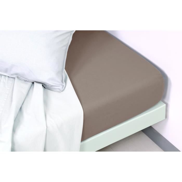 VENT DU SUD Drap housse PALACE en coton lavé - 90x190 cm - Marron havane