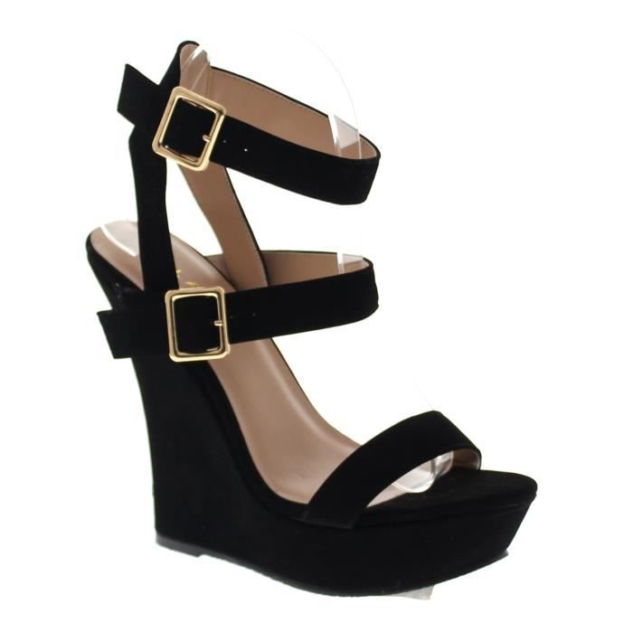 Chaussures ouvertes Femmes Sandales compensées W , Boucle sangles Nina,13 EHO8J Taille,36