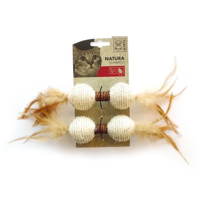 MPETS Haltère avec plumes Natura - Jouet pour chat- Couleur mixte
