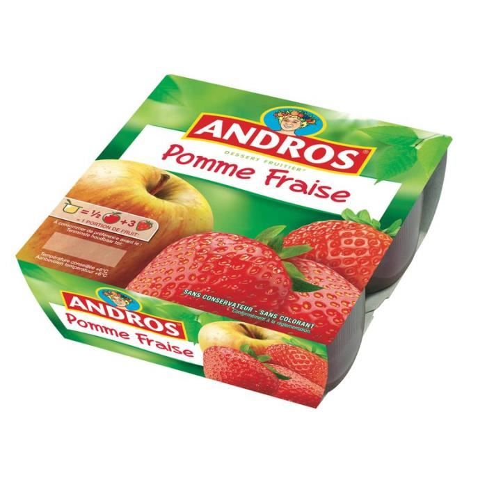 Andros compote pomme fraise 4x100g Achat / Vente compote dessert
