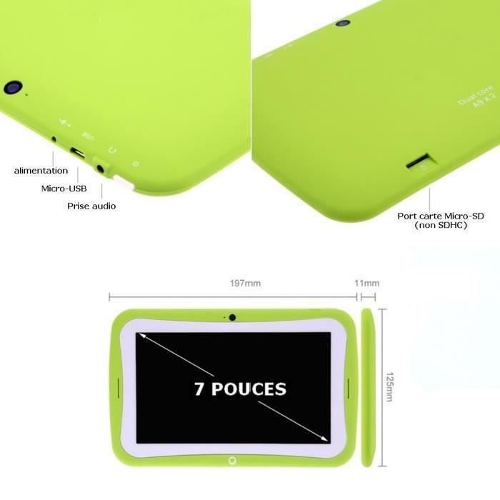 ® Tablette enfant vert 8Go Android 4.2.21