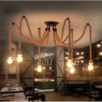 LUSTRE ET SUSPENSION Lustre - suspension 6 têtes boules rotin Ficelle 2 LUSTRE ET SUSPENSION Lustre - suspension 6 têtes boules rotin Ficelle 2