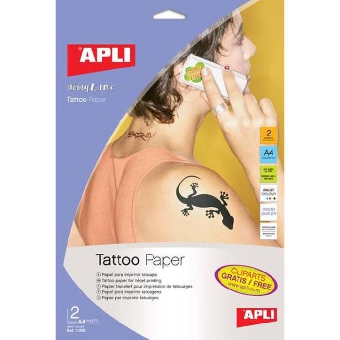 APLI agipa 11295 : Papier Tatouage - Poch 2 feuilles A4