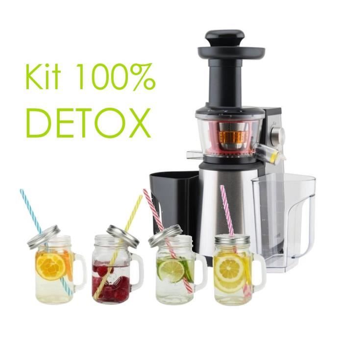 Pack Detox - Extracteur de jus + 4 Jars en verre