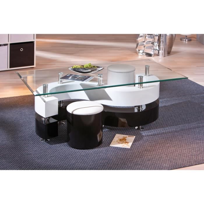 table basse design noir et blanc avec poufs   vente table basse table basse design noir