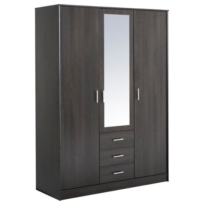 Armoire 3 portes 3 tiroirs Wengé NITY Achat / Vente armoire de