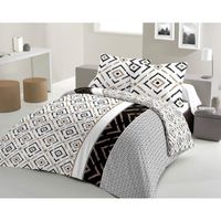 HOUSSE DE COUETTE ET TAIES LOVELY HOME Parure de couette 100% coton Ethno - N HOUSSE DE COUETTE ET TAIES LOVELY HOME Parure de couette 100% coton Ethno - N