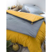 COUVERTURE - PLAID TODAY Edredon réversible 100% coton SAFY / SAFRAN COUVERTURE - PLAID TODAY Edredon réversible 100% coton SAFY / SAFRAN
