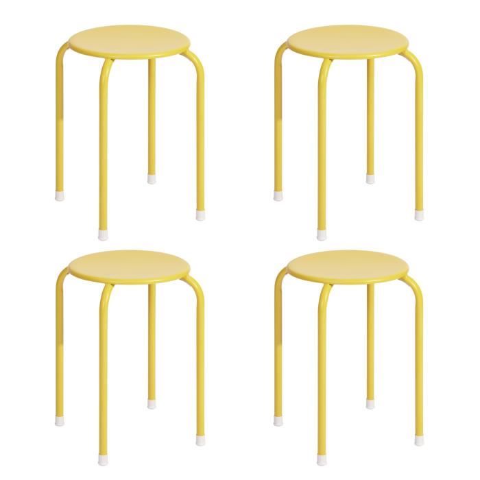 LEMON Lot de 4 Tabourets - Métal orange - Style classique - L 30 x P 30 x H 45 cm