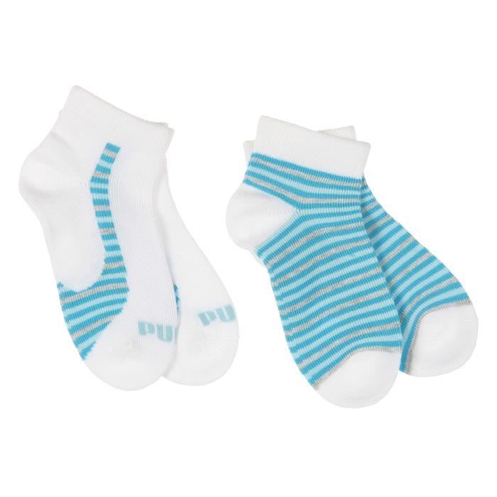 PUMA Lot de 2 Paires de Chaussettes à Rayures Sneaker - Bleu