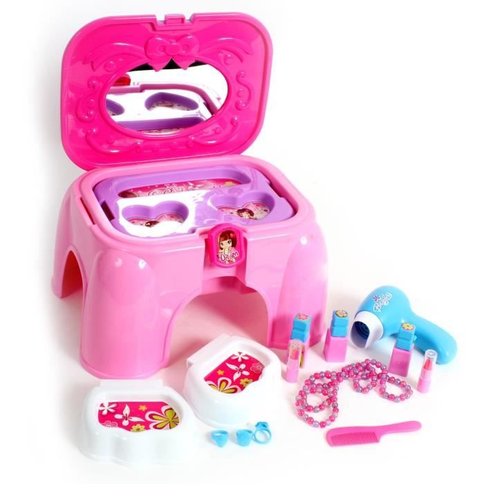 MGM Coiffeuse avec sèche-cheveux - Malette en forme de tabouret- Mixte - A partir de 3 ans