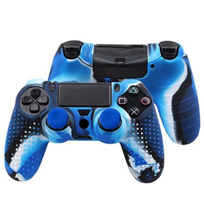 2 en 1 etui de protection en silicone pour manette du jeux pour sony play station ps4 camouflagebleu - coque manette ps4 fortnite