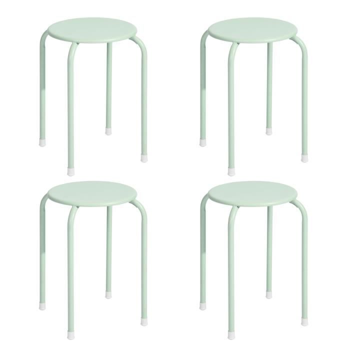 LEMON Lot de 4 Tabourets - Métal vert - Style classique - L 30 x P 30 x H 45 cm