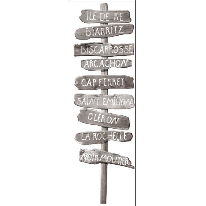 PLAGE Sticker Décor mural adhésif 3XL - Beach Direction Sud Ouest noir et blanc 45x169 cm