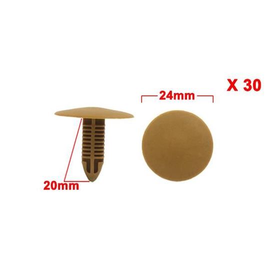 Sourcingmap/® 50pcs 7mm x 25mm x 28mm Panneau Porte Voiture Habillage en Plastique Beige Rivets Agrafes retenue