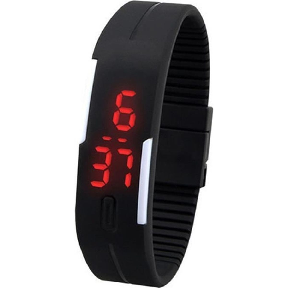 Montre digitale unisexeNoireLED ROUGE bracelet silicone Sport