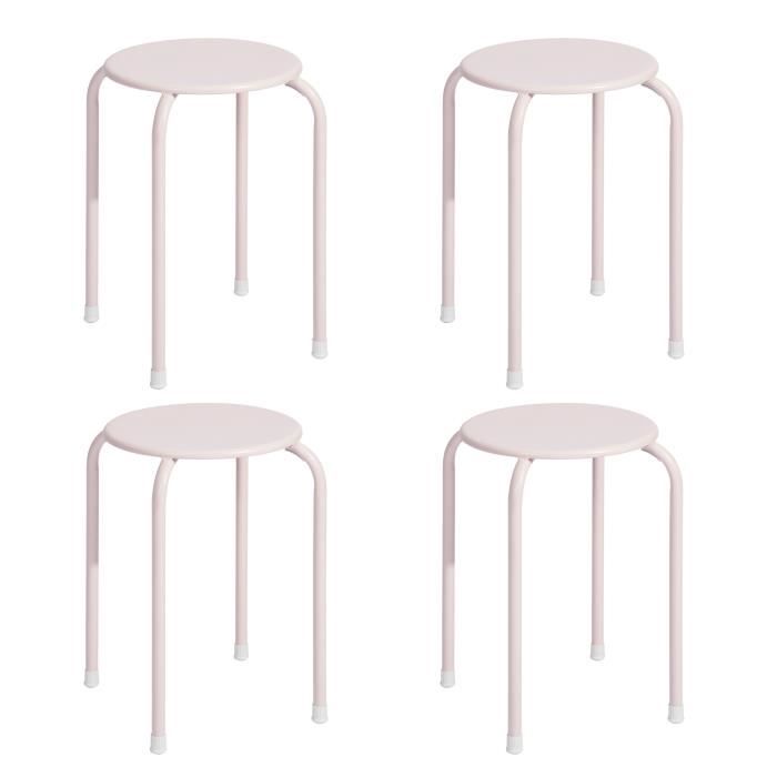 LEMON Lot de 4 Tabourets - Métal rose - Style classique - L 30 x P 30 x H 45 cm