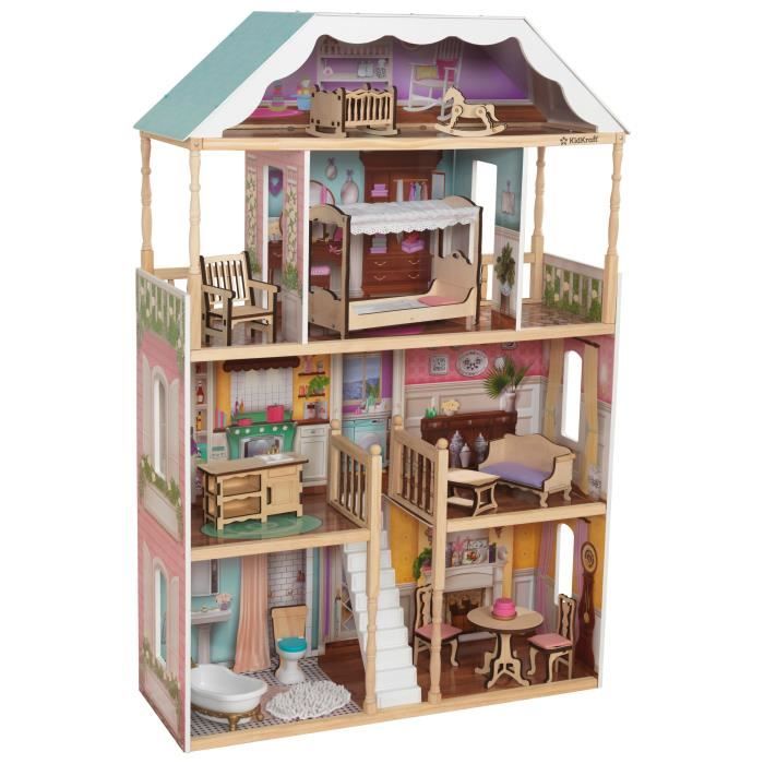KIDKRAFT - Maison de poupées en bois Charlotte avec EZ Kraft Assembly™