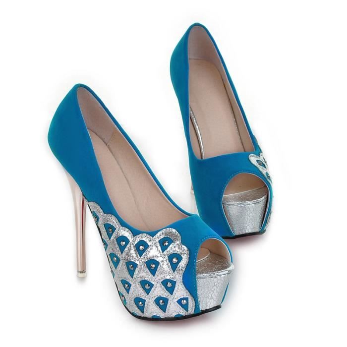 Bout Chaussures À Ouvert Pour Achat Les Sandale Femme Bleu rCoxdBeW