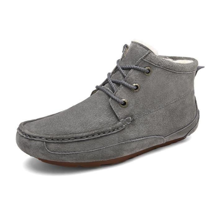 Pour Bottes Chaussures Gris kaki Coton L'hiver Courtes Chaudement Homme noir Étanches Avec Mode wqnq1IgxA