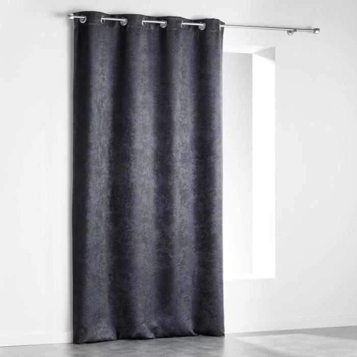 Rideau Occultant Velours Triago 140x240cm Gris Anthracite Paris Prix