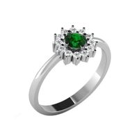 BAGUE - ANNEAU Argent Blanc 92 ct Bague Émeraude et Diamant en fo BAGUE - ANNEAU Argent Blanc 92 ct Bague Émeraude et Diamant en fo