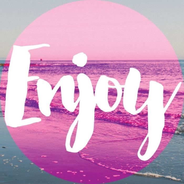 Tableau Déco Toile Imprimée Beach Enjoy Pink - 30x30cm