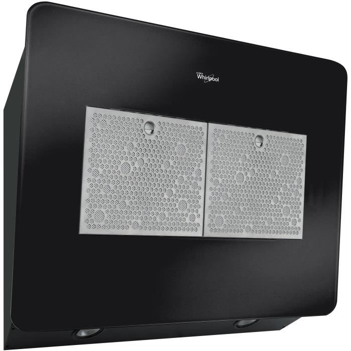 WHIRLPOOL AKR851BGL - Hotte murale vertical - Evacuation / Recyclage - 400 m3-h max - 61 dB max - 3 vitesses - L 80 cm - Noir