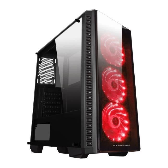 XIGMATEK Boitier PC Astro A Moyen tour ATX - 3 x 120 mm LED Rouge