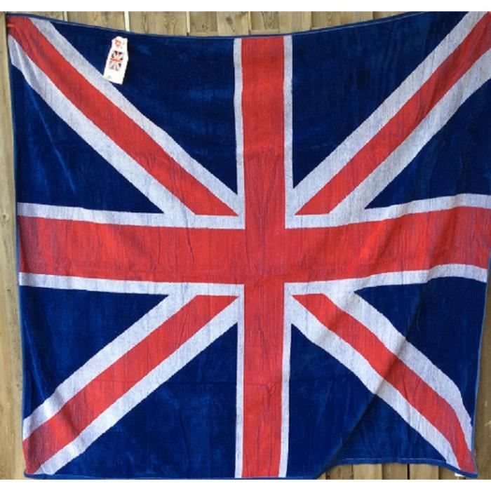 Serviette de plage velours jacquard 160/175 cm Drapeau anglais ... Serviette de plage velours jacquard 160/175 cm Drapeau anglais ...