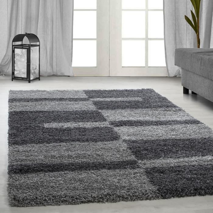 Tapis Shaggy Shaggy Gris Rayé Vert Rouge Tapis Beige De Salon Gris 60x110 Cm