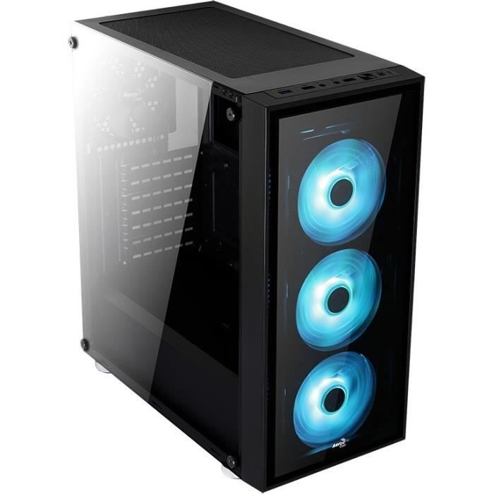 AEROCOOL Boitier PC QUARTZ RGB Noir (verre trempé)