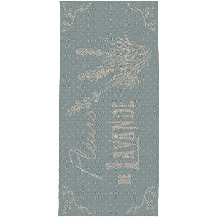 CARLTON Tapis de cuisine 67x140cm Bleu spa & Laine Rayure