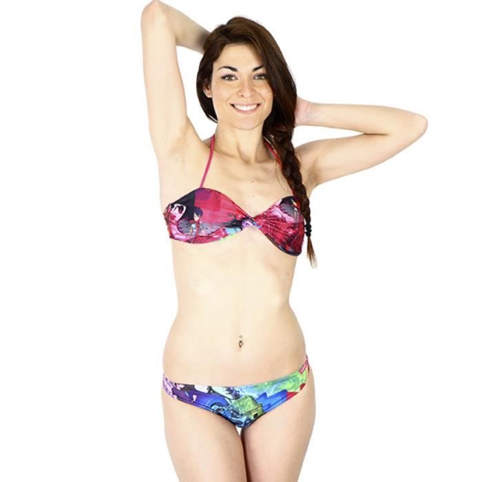 FREEGUN Maillot de bain Toupie - Femme - Bandeau - Multicolore