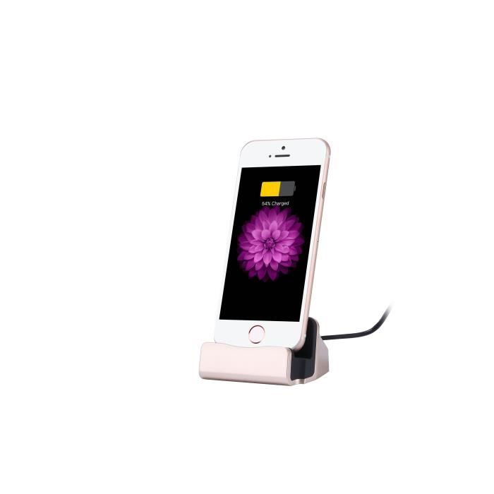 Elitaccess PLATYNE Station d'accueil synchronisable pour iPad / iPhone 5/6/7/8/X / iPod Touch - Rose doré