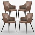 Zarah Lot Design En Chaises Salle À Marron Simili 4 Manger Cuir Contemporain De mN0w8OvPyn