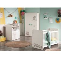 CHAMBRE COMPLÈTE BÉBÉ HIBOUX Chambre Bébé Complète : Lit 60x120 cm + Arm CHAMBRE COMPLÈTE BÉBÉ HIBOUX Chambre Bébé Complète : Lit 60x120 cm + Arm