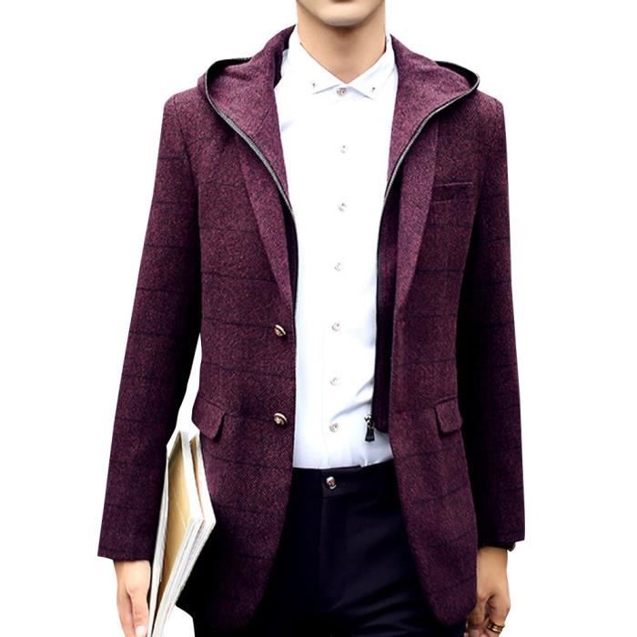 Nouveauté En Vêtement Col D’hiver Amincissant 52 Homme Ceinture Automne Laine Rouge Chaud Sans 44 Casual Jeune Manteau Revers vAqIwnx0zc