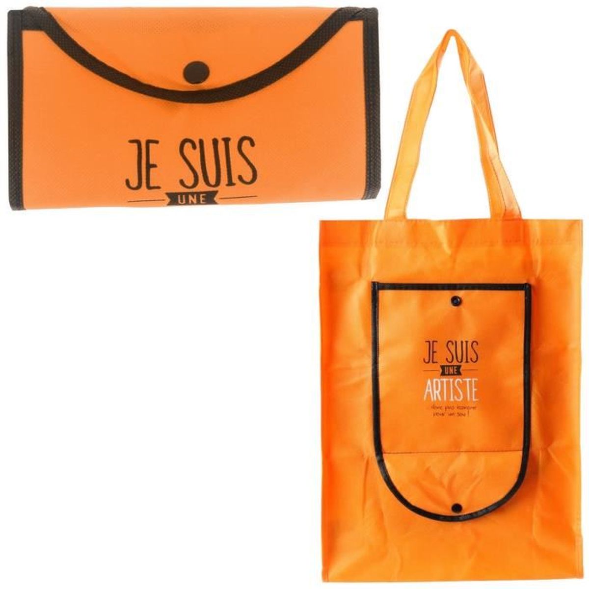 Sac Pochette Pliable Cabas Shopping Courses Je Suis Une Artiste Orange Achat Vente Sac