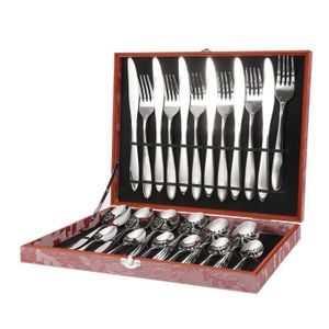 rouge SQ Professionnel Acier Inoxydable Couverts Set 24Pcs