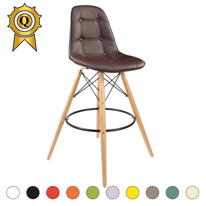 1 Mobistyl® Bois Bar Naturel X Chaise Marron Cuir Simili Haute Tabouret Scandinave TJc3FlK1