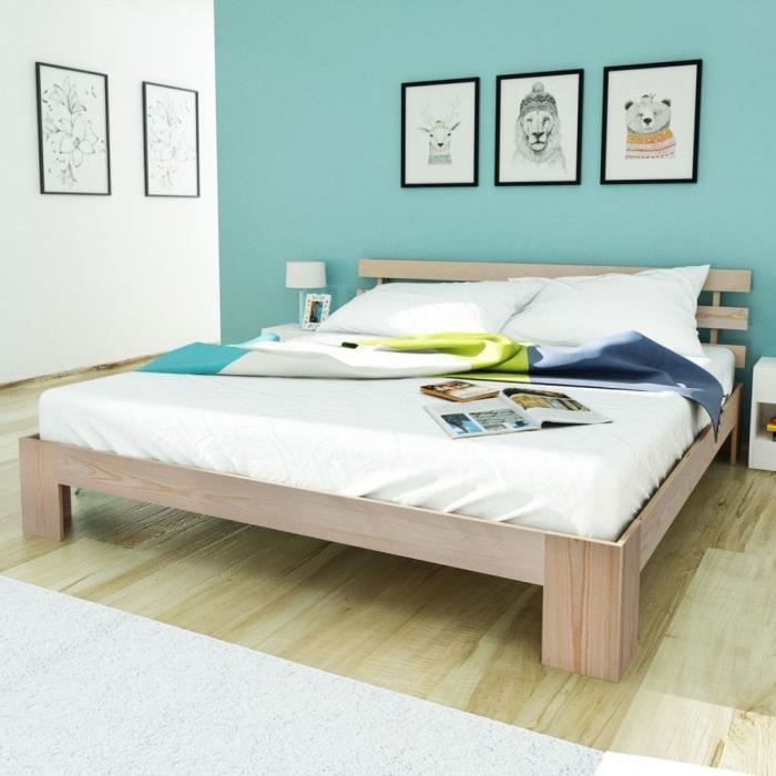Lit 180x200 Bois Massif Achat Vente Pas Cher