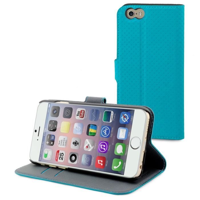 MUVIT Wallet Folio Etui - 3 Rangements cartes - Turquoise - Pour Apple Iphone 6, 6s +