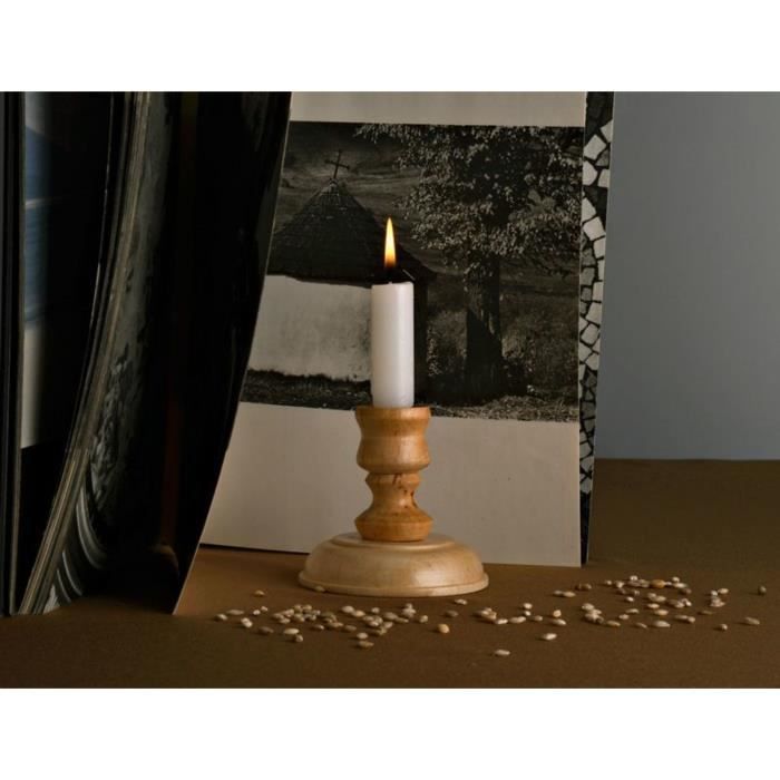 Bougeoir Vintage En Bois Greemotion - Hauteur 35cm - Pour Bougies Ø2.1cm - Décoration Table Rose - Style Rétro